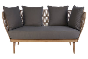 Kora Woven Rope 2 Seater Sofa with Grey Cushions