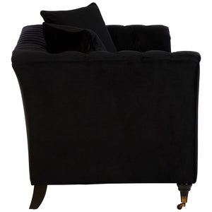 Lucinda Two Seater Onyx Black Velvet Sofa