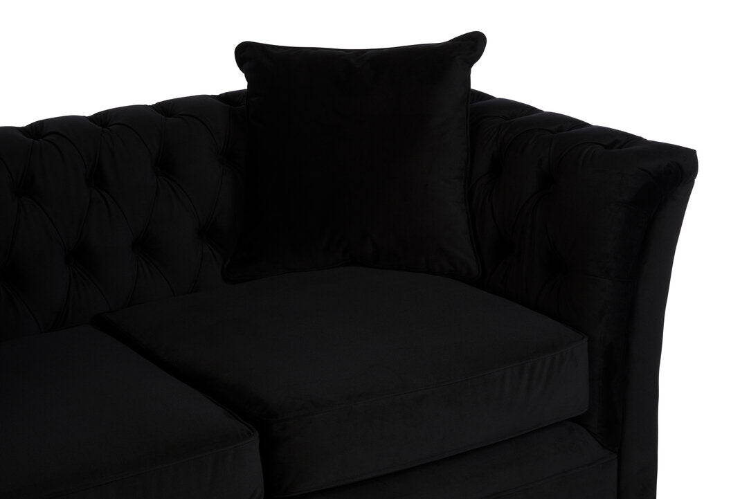 Lucinda Two Seater Onyx Black Velvet Sofa