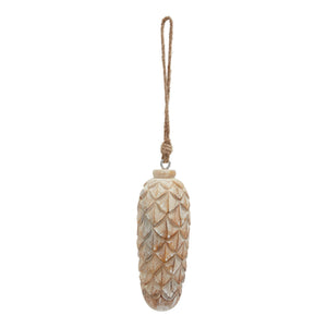 Antique White Wash Pine Cone Bauble