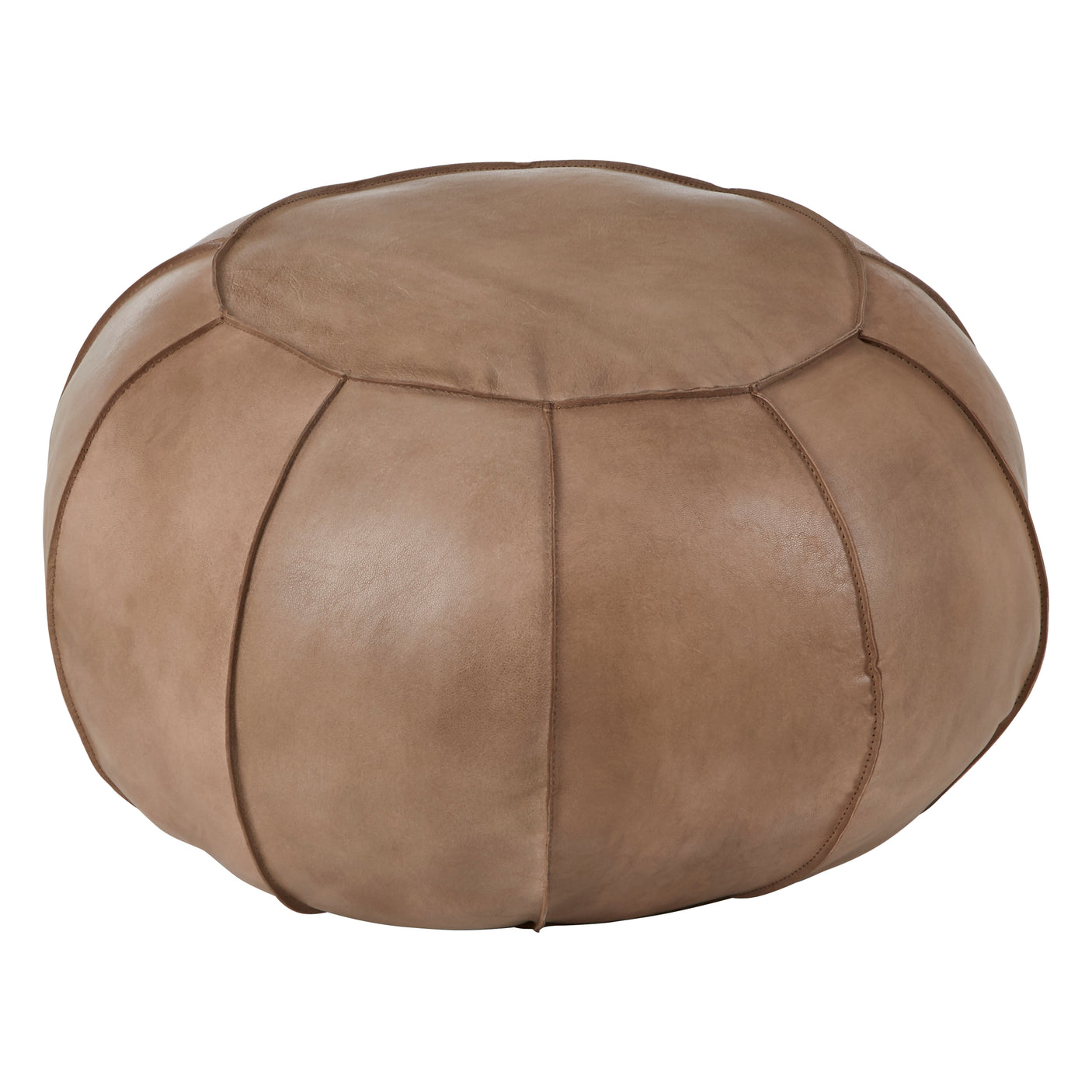 Forge Tan Leather Pouffe
