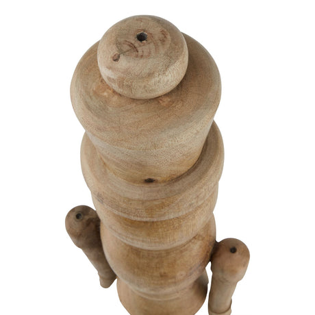 Top view of the large nutcracker's turned hat and jointed arms