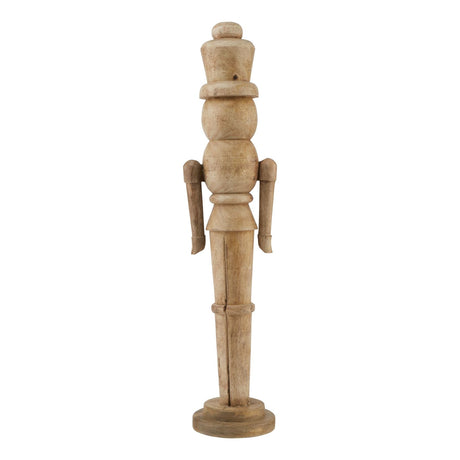 Large Natural Nutcracker Decoration, a tall unpainted turned wooden nutcracker