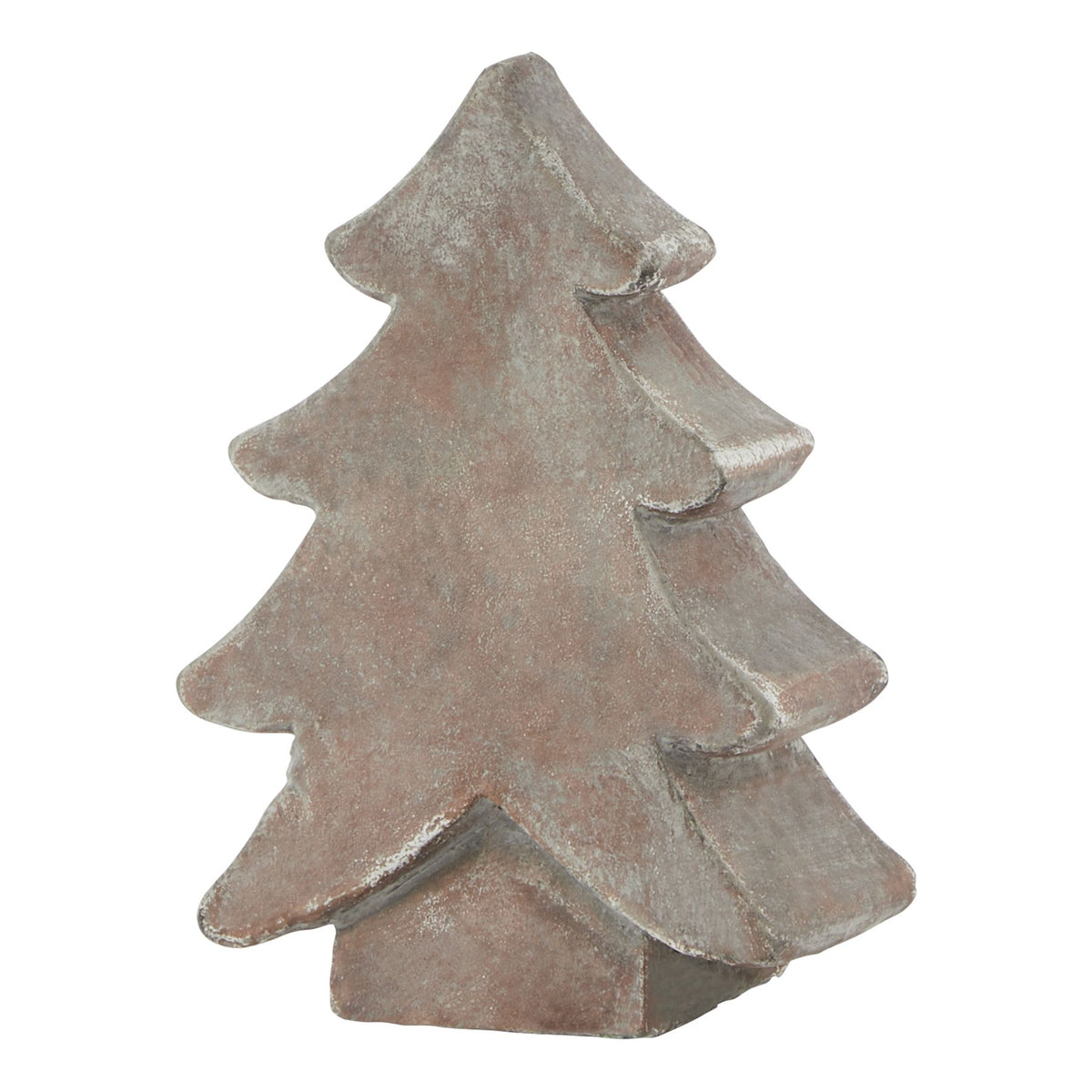 Siena Brown Christmas Tree, a small ceramic fir tree in a weathered warm grey stone-effect finish
