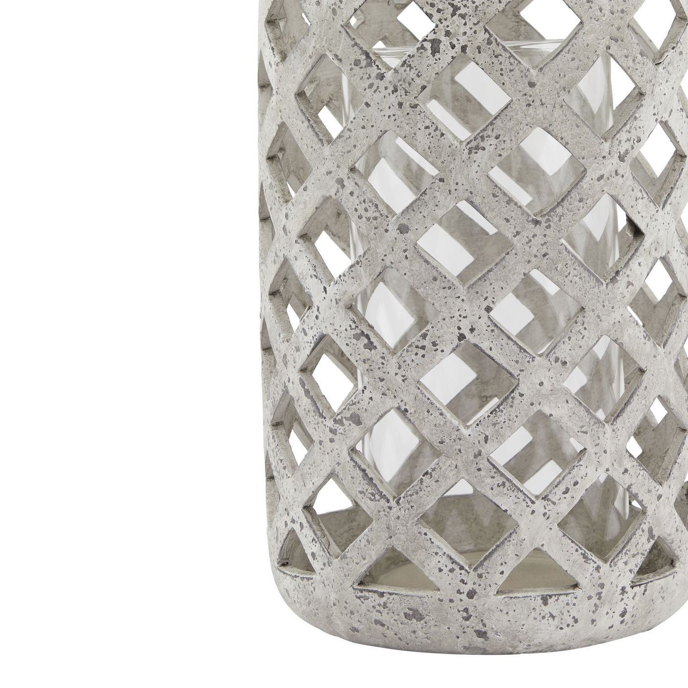 Grey Stone Effect Hurricane Lantern