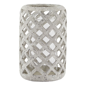 Grey Stone Effect Hurricane Lantern