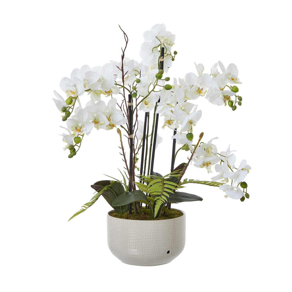 Large White Orchid in ceramic pot, faux orchid