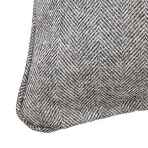 Herringbone Pure Wool Grey Cushion With Piped Edge 45x45cm