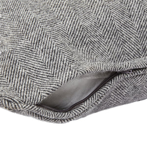 Herringbone Pure Wool Grey Cushion With Piped Edge 45x45cm