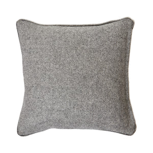 Herringbone Pure Wool Grey Cushion With Piped Edge 45x45cm