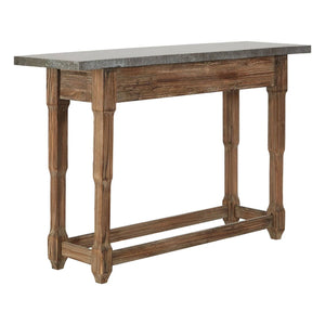 Hatherley console table, angled view showing the shaped legs and stretchers
