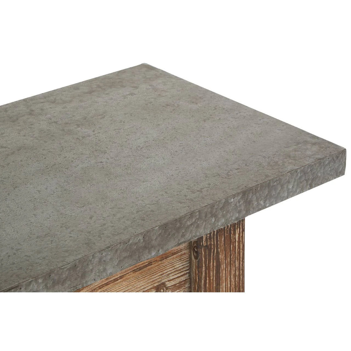 Close-up of the textured grey stone-effect top on the Hatherley console table