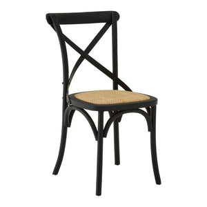 Arden Black Oak Wood & Rattan Dining Chair