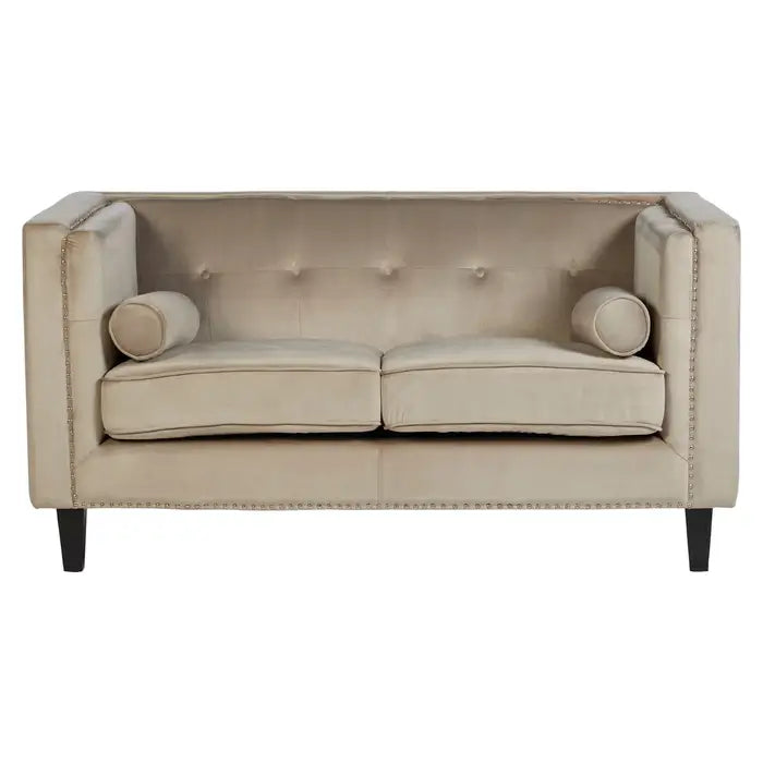 Two Seater Velvet Studded Sofa - Multiple Colours
