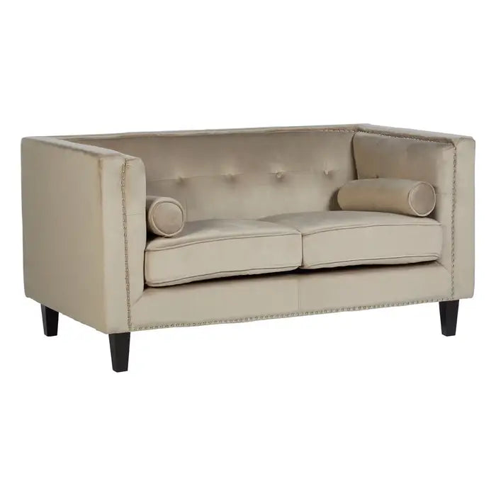 Two Seater Velvet Studded Sofa - Multiple Colours
