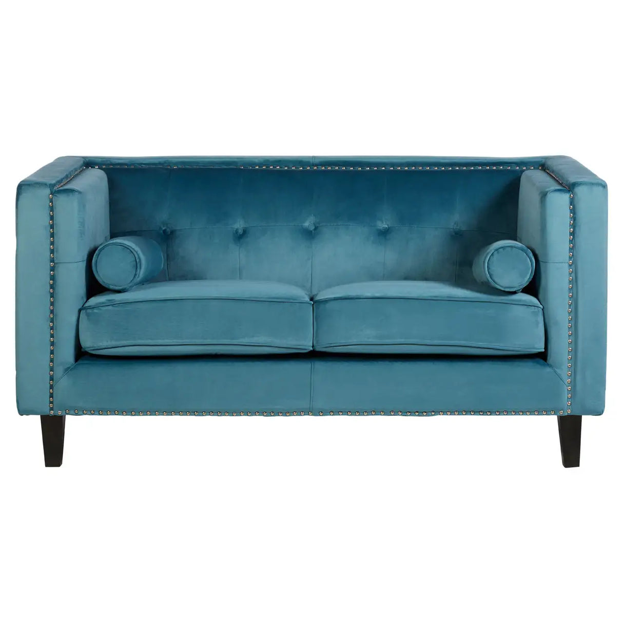 Two Seater Velvet Studded Sofa - Multiple Colours