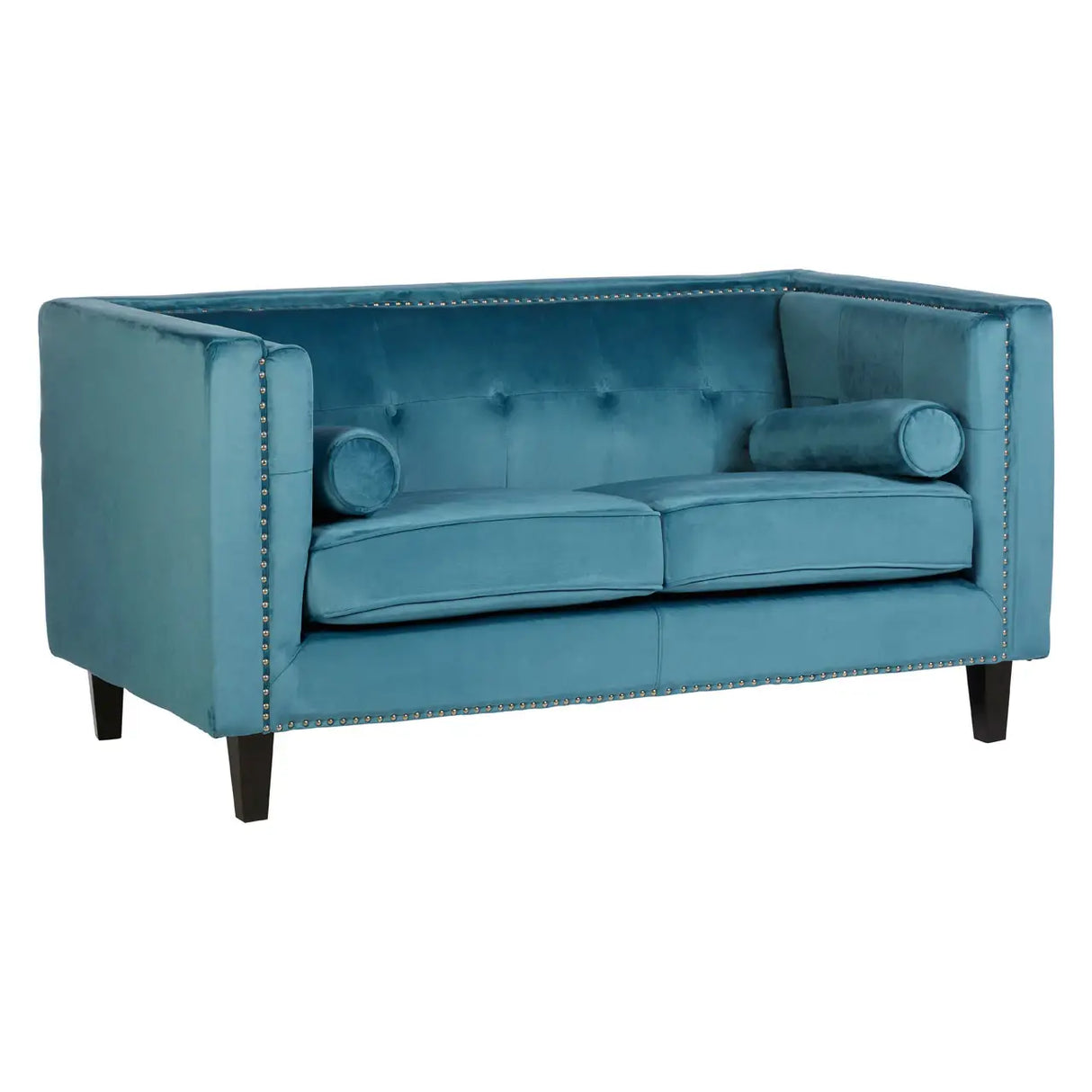 Two Seater Velvet Studded Sofa - Multiple Colours