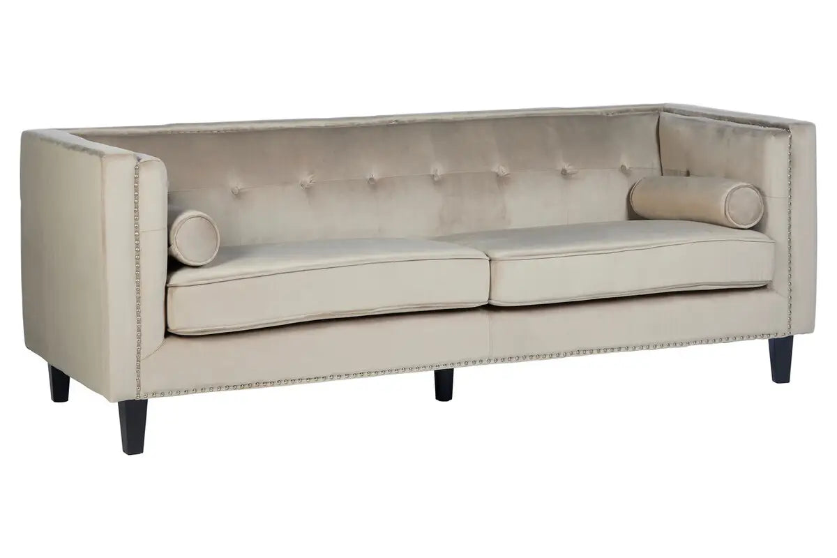 Three Seater Velvet Studded Sofa - Multiple Colours