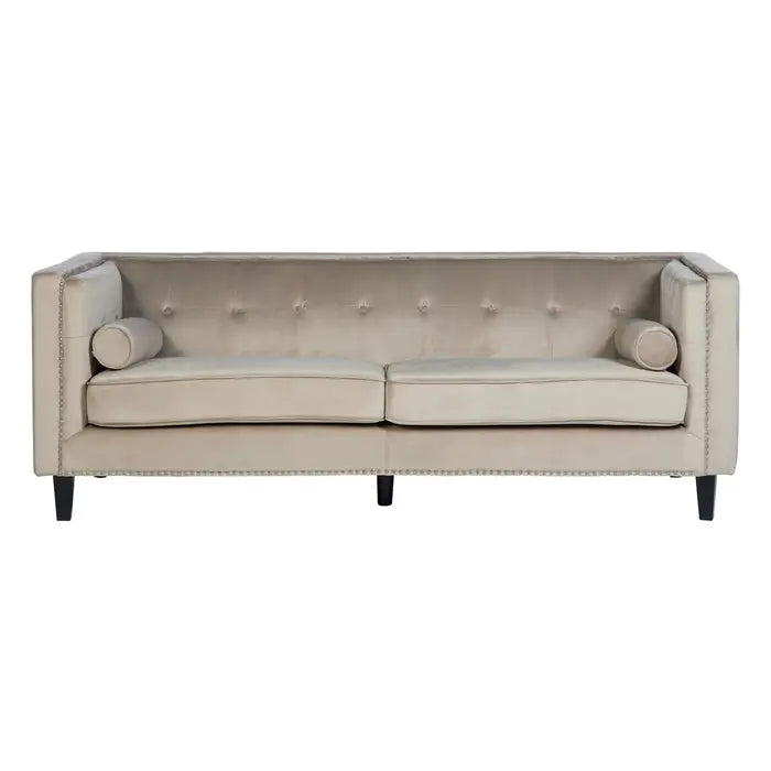 Three Seater Velvet Studded Sofa - Multiple Colours