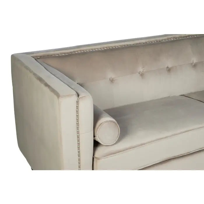 Three Seater Velvet Studded Sofa - Multiple Colours