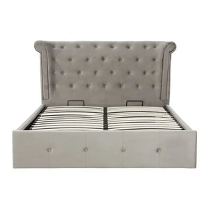 Emilia Grey Brushed Velvet Ottoman Bed