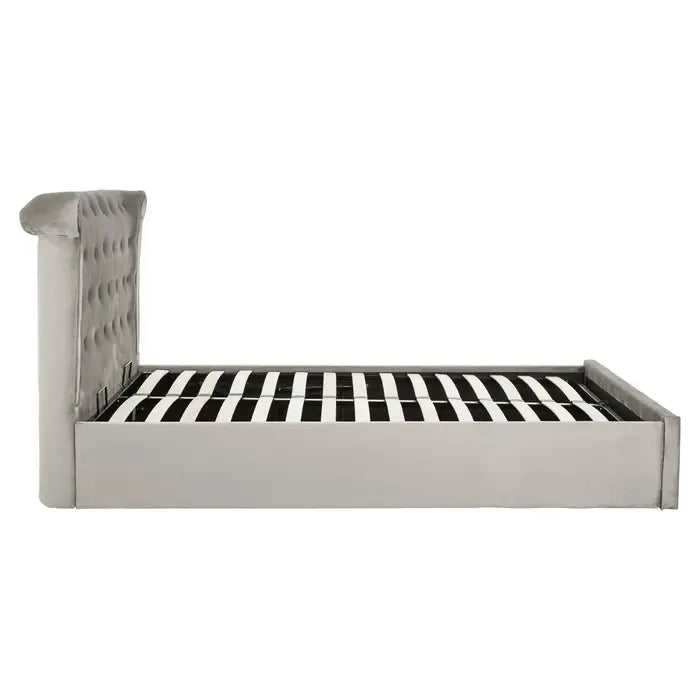 Emilia Grey Brushed Velvet Ottoman Bed
