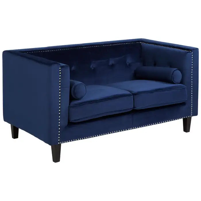 Two Seater Velvet Studded Sofa - Multiple Colours