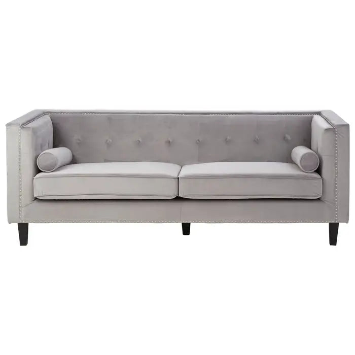 Three Seater Velvet Studded Sofa - Multiple Colours