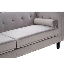 Three Seater Velvet Studded Sofa - Multiple Colours