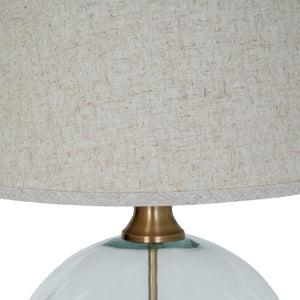 Lunel Glass Orb Table Lamp with Edged Linen Shade