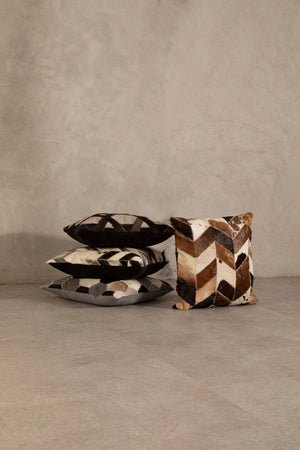 Nuvia Tierra Natural Cowhide Leather Patchwork Cushion