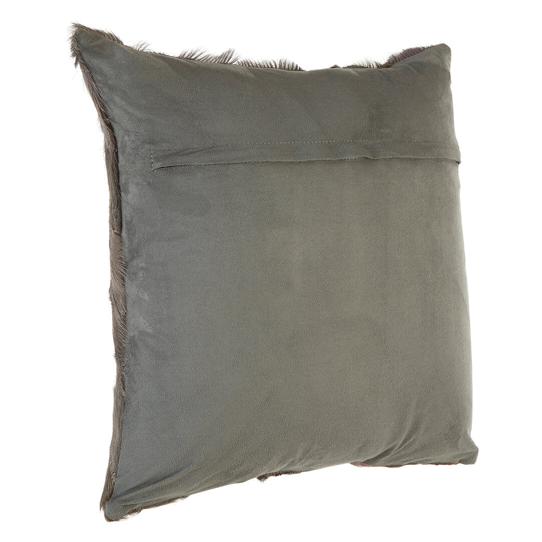 Nuvia Tierra Grey Chevron Hair on Leather Patchwork Cushion
