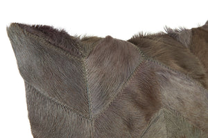 Nuvia Tierra Grey Chevron Hair on Leather Patchwork Cushion