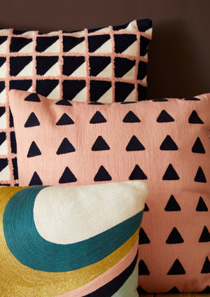 Nuvia Elora Curved Stripes Embroidered Cushion