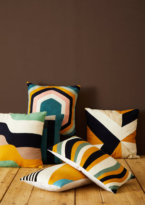 Nuvia Elora Hexagonal Design Embroidered Cushion