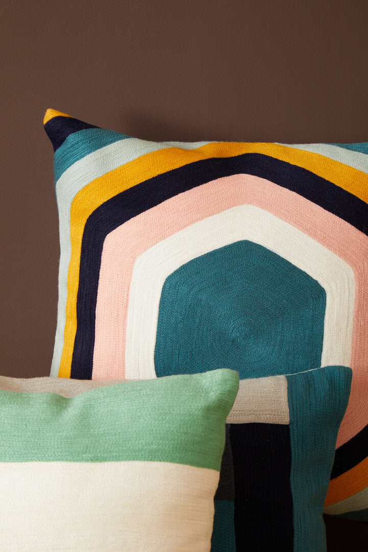 Nuvia Elora Hexagonal Design Embroidered Cushion