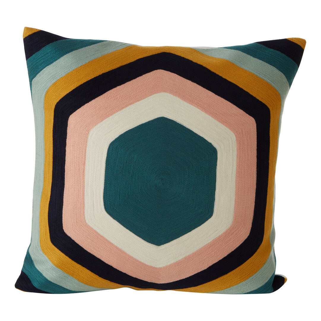 Nuvia Elora Hexagonal Design Embroidered Cushion