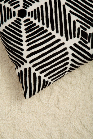 Nuvia Elora Black And White Square Embroidered Cushion