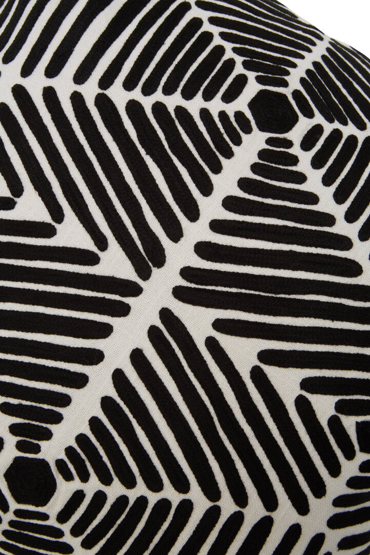 Nuvia Elora Black And White Square Embroidered Cushion