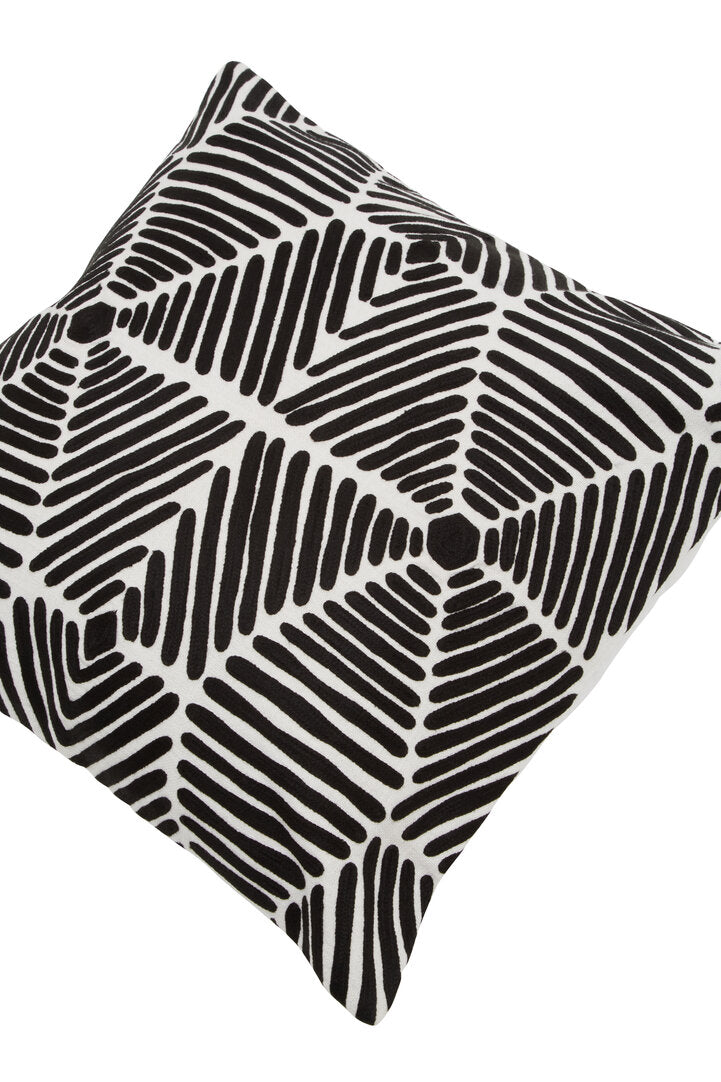Nuvia Elora Black And White Square Embroidered Cushion