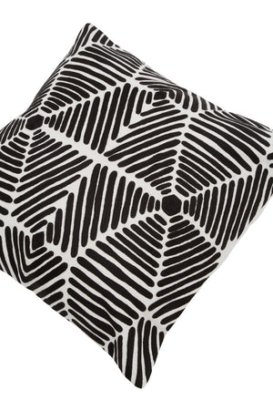 Nuvia Elora Black And White Square Embroidered Cushion