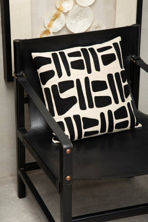 Nuvia Elora Natural And Black Embroidered Cushion