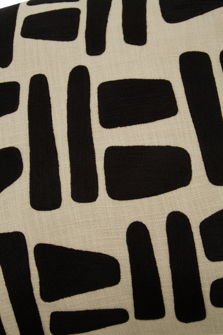 Nuvia Elora Natural And Black Embroidered Cushion