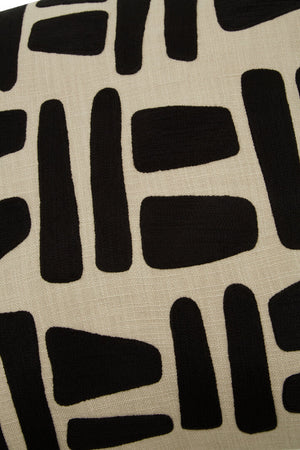 Nuvia Elora Natural And Black Embroidered Cushion