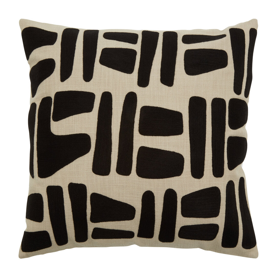 Nuvia Elora Natural And Black Embroidered Cushion