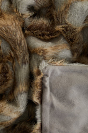 Nuvia Velura Grey And Natural Fur Throw