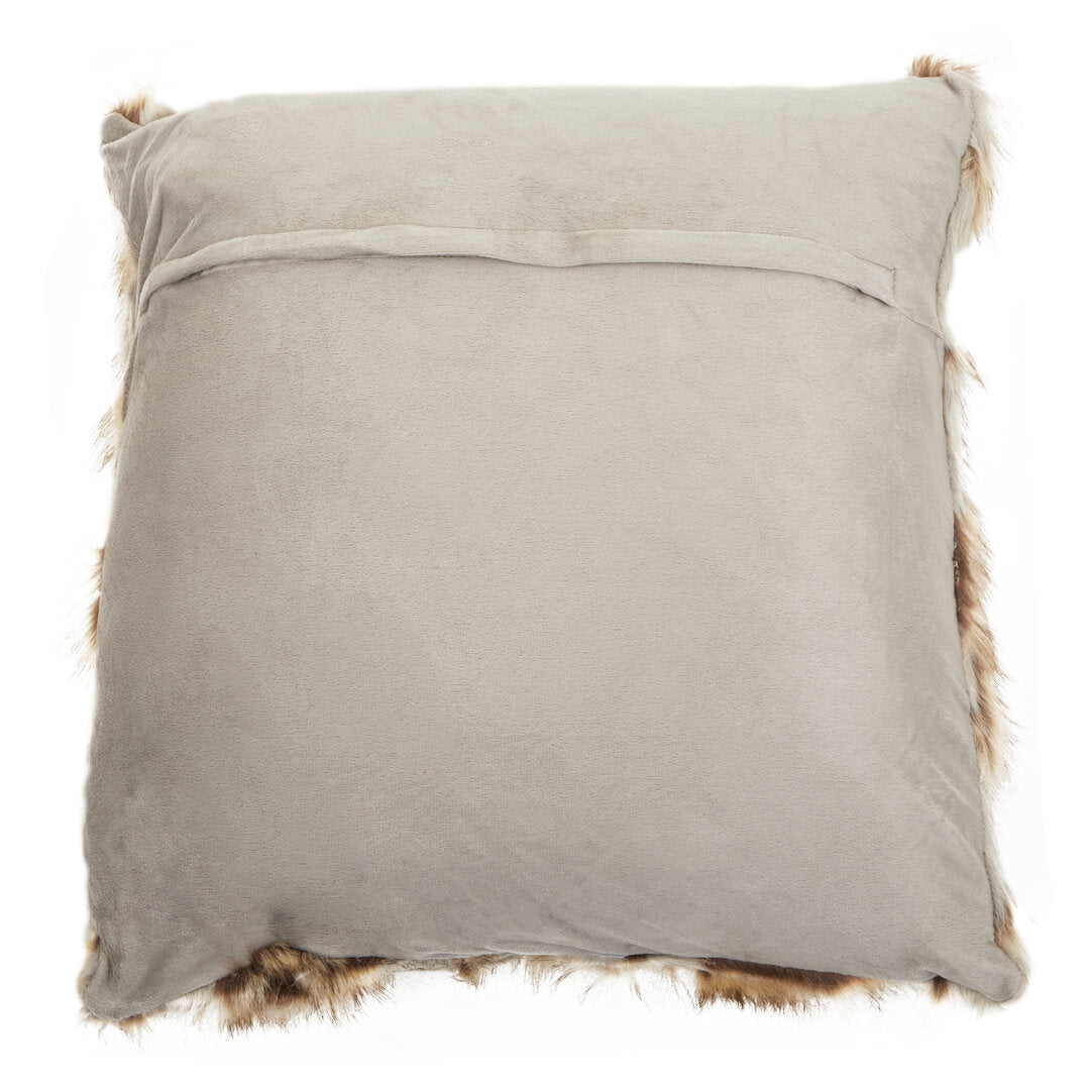 Nuvia Velura Grey And Natural Square Fur Cushion