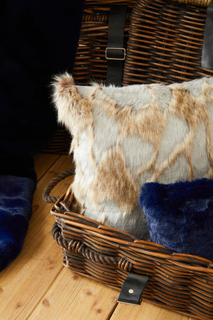 Nuvia Velura Grey And Natural Square Fur Cushion