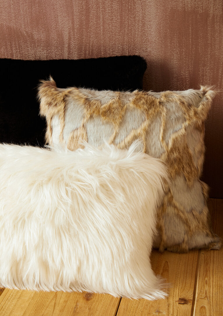 Nuvia Velura Grey And Natural Square Fur Cushion