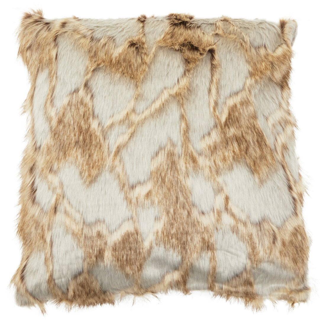 Nuvia Velura Grey And Natural Square Fur Cushion